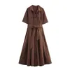 Comercio Exterior Verano 2025 Nuevo Estilo Europeo y Americano Moda Femenina Casual Camisa Vestido de Popelina Manga Corta 2640596