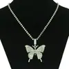 Collar de cadena de garra de diamante completo mariposa europea y americana elegante de una sola capa joyería con colgante de accesorios para mujer simple todo-partido