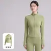 Nueva chaqueta de yoga Lulu, secado rápido, absorbente de sudor, alta elasticidad, corte ajustado, top con cuello alto, ropa de fitness Pilates