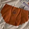 Roupa íntima feminina sexy de seda gelada, sem costura, com borda ondulada, peça única, leve, transparente, respirável, com fundo de algodão, sem costura, calcinha feminina