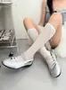 Meias de Verão e Primavera Leves Fantasia de Primavera Cor de Doce Estilo Ballet Menina Fita de Laço Recortes Listradas Meias Peludas Meias de Cano Alto