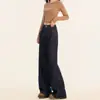 Calça Jeans Wide Leg Flare Azul Escuro para Mulheres 2025 Nova Outono Petite Solta Emagrecimento Caimento Boca de Sino