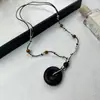 Nuevo Collar con Colgante de Hebilla de Seguridad de Madera Estilo Chino para Mujer, Cadena de Suéter con Cordón Estilo Étnico Retro, Accesorio Versátil de Nicho