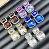 Aretes Europeos y Americanos Transfronterizos Retro Barrocos de Pedrería Geométrica Colorida, Aretes Femeninos Simples de Alta Gama