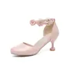 Comércio exterior 2023 novas sandálias de salto alto fivela 28 verão sapatos redondos sapatos de princesa sandálias vazadas 43 branco composto
