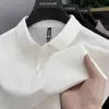 Camisa Polo de Algodão Puro Explosões Vivas Masculina Primavera e Outono Nova Camiseta de Manga Longa Gola Lapela Cor Sólida Top para Pai de Meia-Idade