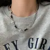 Collar de Punto Cruz con Cuentas para Mujer Ins Niche Diseño de Alto Nivel Cadena de Suéter para Celebridades Cibernéticas Cadena de Suéter de Lujo Ligero para Hombre