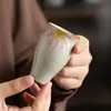Xícara de chá de porcelana azul e branca, xícara de chá de kung fu de cerâmica, xícara de mestre, xícara individual, conjunto de chá para casa, xícara em formato de flor