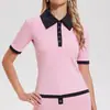 Camisa Polo Casual Esportiva de Manga Curta com Gola Lapela, Camiseta Top de Manga Média para Yoga Fitness, Estilo Novo Verão 2026