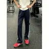 Pantalones de Verano Finos de Seda Helada para Hombre con Tres Rayas Laterales, Pantalones Deportivos de Secado Rápido, Pantalones Anchos Casuales Estilo Americano