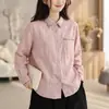 Camisa de Algodón Puro Bordada de Manga Larga Holgada Adelgazante Estilo Coreano Estilo Perezoso Versátil Casual Primavera Otoño Camisa Top de Nicho
