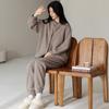Pijama Feminino Novo Meio Veludo Outono e Inverno Mais Veludo Cardigã de Alta Qualidade Terno Confortável para Casa Fabricante Atacado