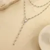 Colar Europeu e Americano Transfronteiriço Novo Dupla Camada Empilhado Estilo Férias na Praia Feminino Personalizado Casual Corrente de Clavícula Cravejada com Diamantes