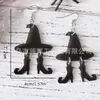 Halloween Sombrero de Bruja Maligna Botas Diseño Aretes Colgantes Negros Estilo Gótico Antiguo Festival de Fantasmas Joyería para Orejas