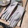 Nuevos Guantes Cálidos de Otoño e Invierno con Diseño de Nicho de Botón de Color Sólido, con Forro Polar, Moda para Exteriores, de Dedo Largo para Ciclismo, a Prueba de Frío