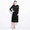 Tiro Real Transfronterizo Nuevo Traje de Manga Larga Estilo Chanel Lujo Ligero Temperamento Falda de Encaje Soluble en Agua Conjunto de Dos Piezas
