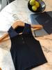 [Spot] Chaleco de punto con cuello polo de estilo socialité para mujer, ropa de verano para exteriores, diseño nicho, top sin mangas