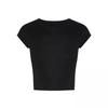Explosões de Verão Short Modelador Slim-fit Top Versátil Feminino Desejo Puro Ombro de Menina Quente Camiseta Manga Curta Gola Redonda Trendy