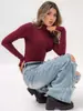 Camiseta de Manga Larga Pura para Mujer 2025 Ropa Nueva Primavera y Otoño Ajustada Adelgazante Cuello Polo Spice Girls Camiseta Básica