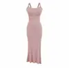 Vestido camisola liso com bojo, nova moda feminina estilo europeu e americano, vestido justo que afina a cintura, vestido longo sereia sexy