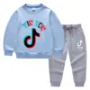 TikTok primavera e outono roupas infantis suéter infantil calça conjunto de duas peças bebê algodão manga longa terno moda