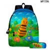 Mochila de Jardín para Crecer con Producto Nuevo 3D, Set de Dos Piezas de Mochila Escolar y Estuche con Estampado