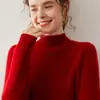 Baicai Rong Otoño/Invierno Nuevo Suéter de Cachemira Hombro Normal Cuello Medio Alto Moda Capa Interior Capa Base Temperamento Suéter Simple Elegante