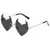 Nuevas Gafas de Sol Sin Marco de Pequeño Diablo Europeas y Americanas Divertidas Pasarela Unisex Dibujos Animados Lindas Gafas de Metal