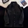 Camisa de Manga Larga Arrugada con Textura Americana de Moda Otoño/Invierno para Hombre Adolescente Fresca y Moderna Estilo Callejero Camisa Chaqueta con Caída