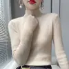 Suéter elegante de cuello semi-alto para mujer, nuevo de otoño e invierno 24, suéter de punto, suéter interior, camisa base ajustada, venta al por mayor