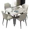 Mesa de Comedor Nórdica de Importación con Cubierta Brillante de Piedra de Roca Cuadrada para Apartamento Pequeño, Recepción Casual, Mesa de Negociación, Combinación Mesa de Comedor Neta para el Hogar