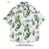 Camisa Retro Estilo Hong Kong Hawaiana de Seda de Hielo para Hombre Tendencia Japonesa Verano Manga Corta Camisa de Flores para Pareja Ropa Exterior