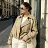 Gabardina corta de estilo británico para mujer, moda casual transfronteriza otoño 2026, chaqueta cortavientos plisada, ropa holgada para mujer
