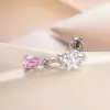 Hensen Versión Coreana Color Dopamina Colgante Gota de Agua Estrella Circonita Hélice Oreja Clavo de Hueso Nicho Ins Chica Pendientes de Perforación