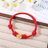 Pulseira Ouro de Areia Lingote Pequeno Trançada Ano Zodiacal Pulseira de Corda Vermelha Pulseira Casal Pulseira Melhor Amiga Pequena Fresca