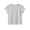 Camiseta básica de manga corta con cuello redondo y estampado de lunares juvenil y moderno para mujer, top corto versátil de corte ajustado para el verano