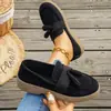 Nuevos Zapatos Mocasines con Borlas Otoño 2026 con Suelas Gruesas Suaves, Zapatos de Pescador de Cuero Gamuza, Zapatos Cómodos Slip-On para Flojos Venta al por Mayor