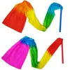 Cintas de Seda de Colores con Palos para Adultos y Niños, Cintas Largas de Seda para Danza, Accesorios para Performance de Apertura de Reunión Deportiva, Cintas de Colores
