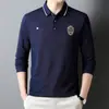 Camisa Polo de Manga Larga Transfronteriza para Hombres Jóvenes y de Mediana Edad Camiseta de Manga Larga Camiseta Interior Nuevos Tops para Hombre Otoño 2023