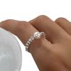 Anillo de perla irregular de plata rota para mujer, anillo elástico S925 con cuentas hechas a mano, temperamento, personalidad, combina con todo, anillo de comida a la moda.
