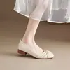 Zapatos Mary Jane Beige con Lazo para Mujer, Nuevo Estilo Otoño 2026, Zapatos de Cuero Slip-On de Suela Blanda, Modernos