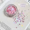 Brillo para Uñas Mixto Tamaño Punto Macaron, Artículo Popular de Celebridad de Internet, Punto de Ola Láser Iridiscente Súper Brillante, Brillo de Uñas Colorido