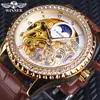 Nuevo Ganador Estilo Europeo y Americano Moda Masculina Hueco Retro Reloj de Cinturón con Pedrería Reloj Mecánico Automático