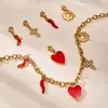Mistério Óleo Vermelho Pingando Múltiplos Acessórios Coração Salto Alto Cruz Pingente Colar Clavícula Moda Nicho Estilo Popular