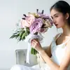 Ramo de Novia y Dama de Honor Azul Rosa Rosa Artificial Vestido de Boda Fotografía de Viaje Ramo de Rosa de Imitación