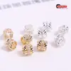 Ouro 14K Zircônia Microcravejada Espaçadores de Espiga de Trigo com Furo Grande Contas de Pena Redondas Material de Corda Trançada Acessórios para Joias DIY