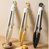 Pegadores de comida de silicone, pegadores de comida de aço inoxidável, pegadores para churrasco ao ar livre, pegadores de bife, pegadores de pão, pegadores resistentes ao calor para grelhar carne