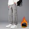 Comércio Exterior Outono e Inverno Nova Moda Calça de Ferramentas Solta Versátil Masculina Casual à Prova de Vento Quente