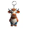 Novo produto transfronteiriço: chaveiro plano de acrílico colorido em formato de vaca de desenho animado, argola de chaveiro e pingente para carro/mochila