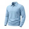 Suéter informal holgado para hombre de punto gofrado de manga larga con cuello camisero texturizado, talla europea, para primavera y otoño, transfronterizo